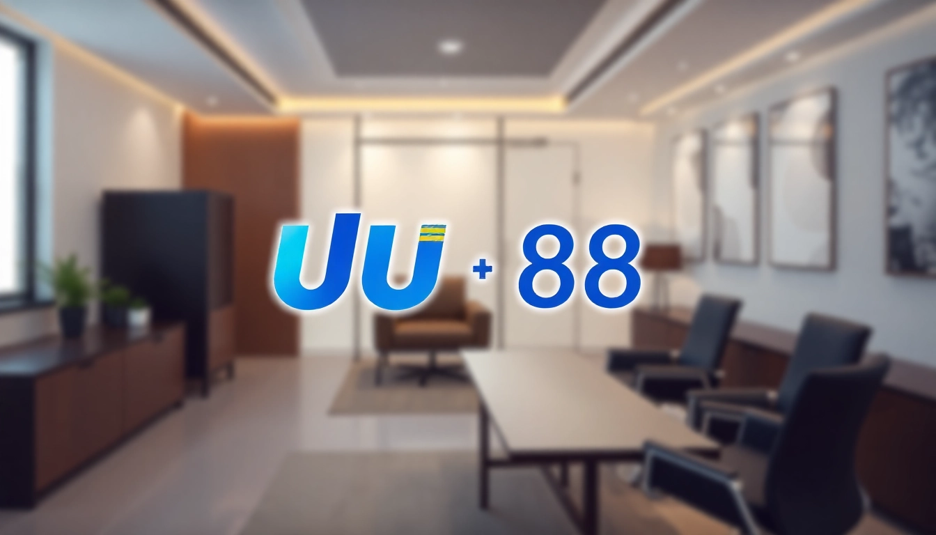 UU 88 brand logo displayed prominently on digital screens, conveying professionalism, reliability, and innovation for online services.