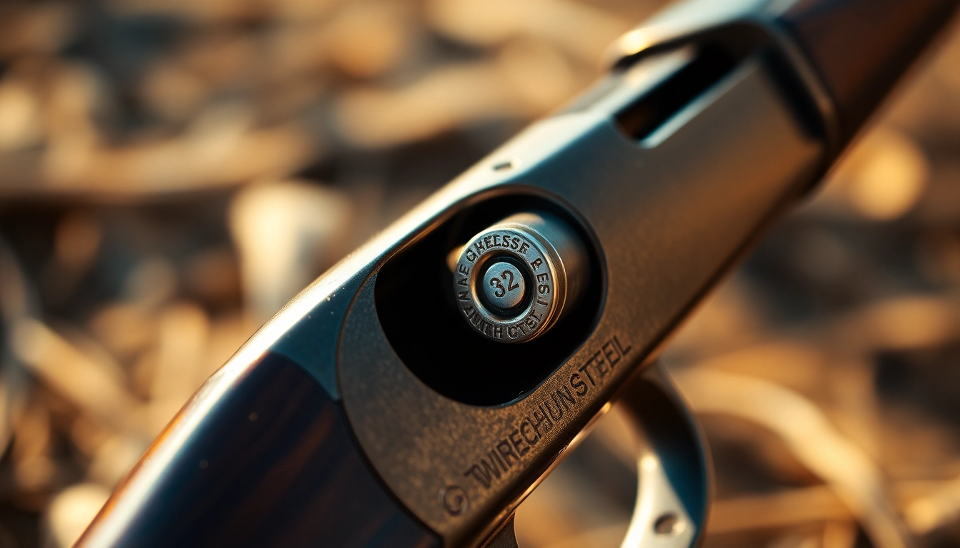 Detailed shot of a 32 WIN cartridge loaded in a vintage Winchester rifle for hunting and target shooting enthusiasts.