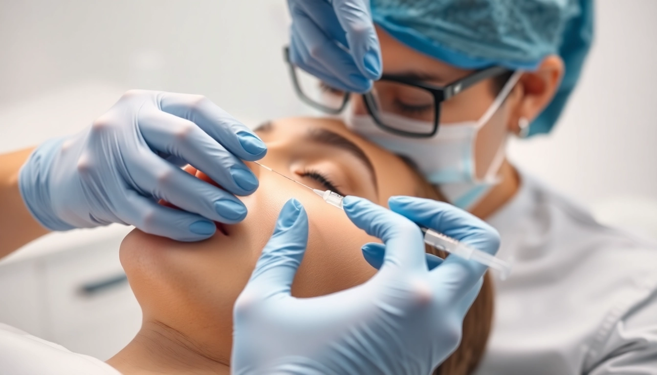 Experienced doctor performing Botulinumtoxin injection for facial rejuvenation in Zurich clinic, emphasizing safety and precision.