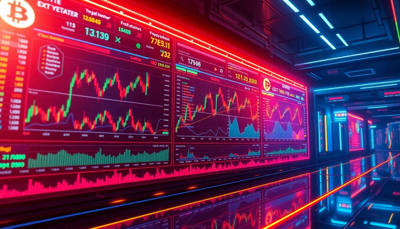 Professional crypto exchange platform displaying trading charts and cryptocurrencies for