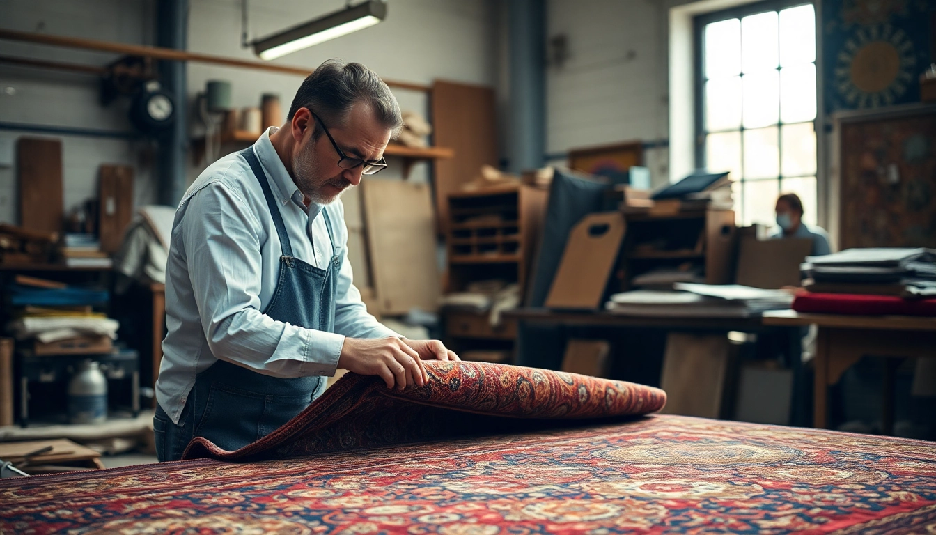 Expert Restauro Tappeti milano restoring antique Persian rug with intricate details and skilled