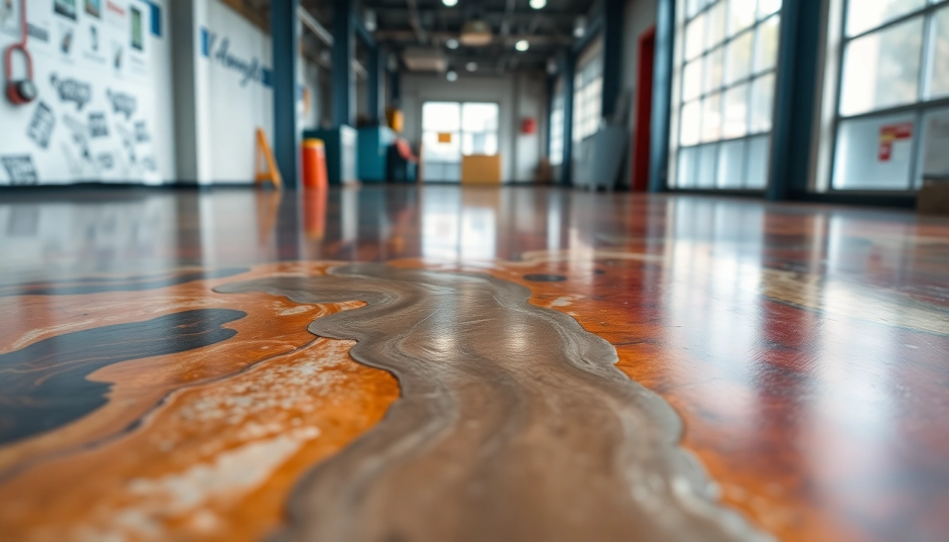 Professionally applied epoxy resin floor showcasing durability and high-gloss finish in a
