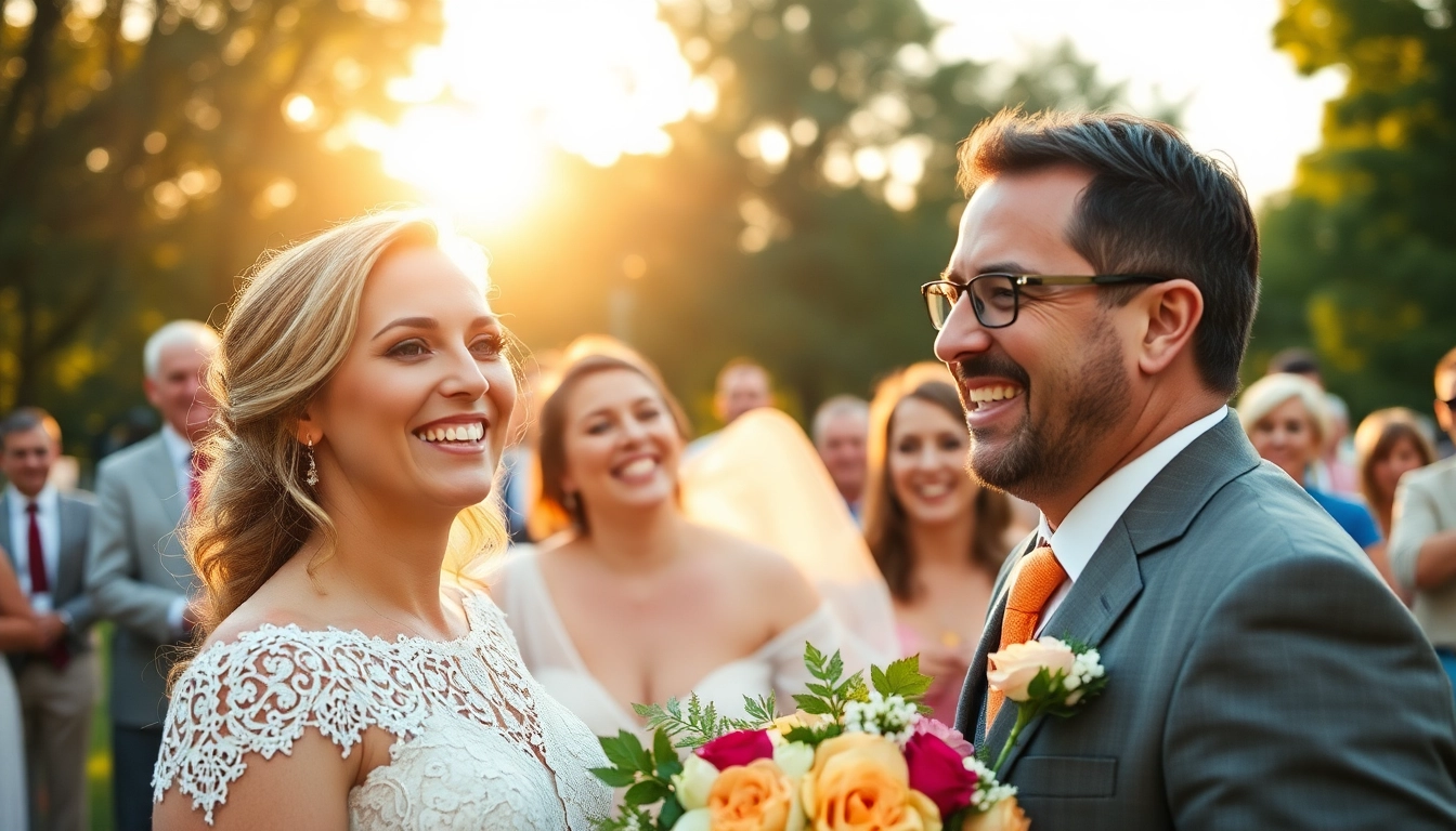 Skilled eskuvo fotos taking candid outdoor shots of a bride and groom during sunset, capturing